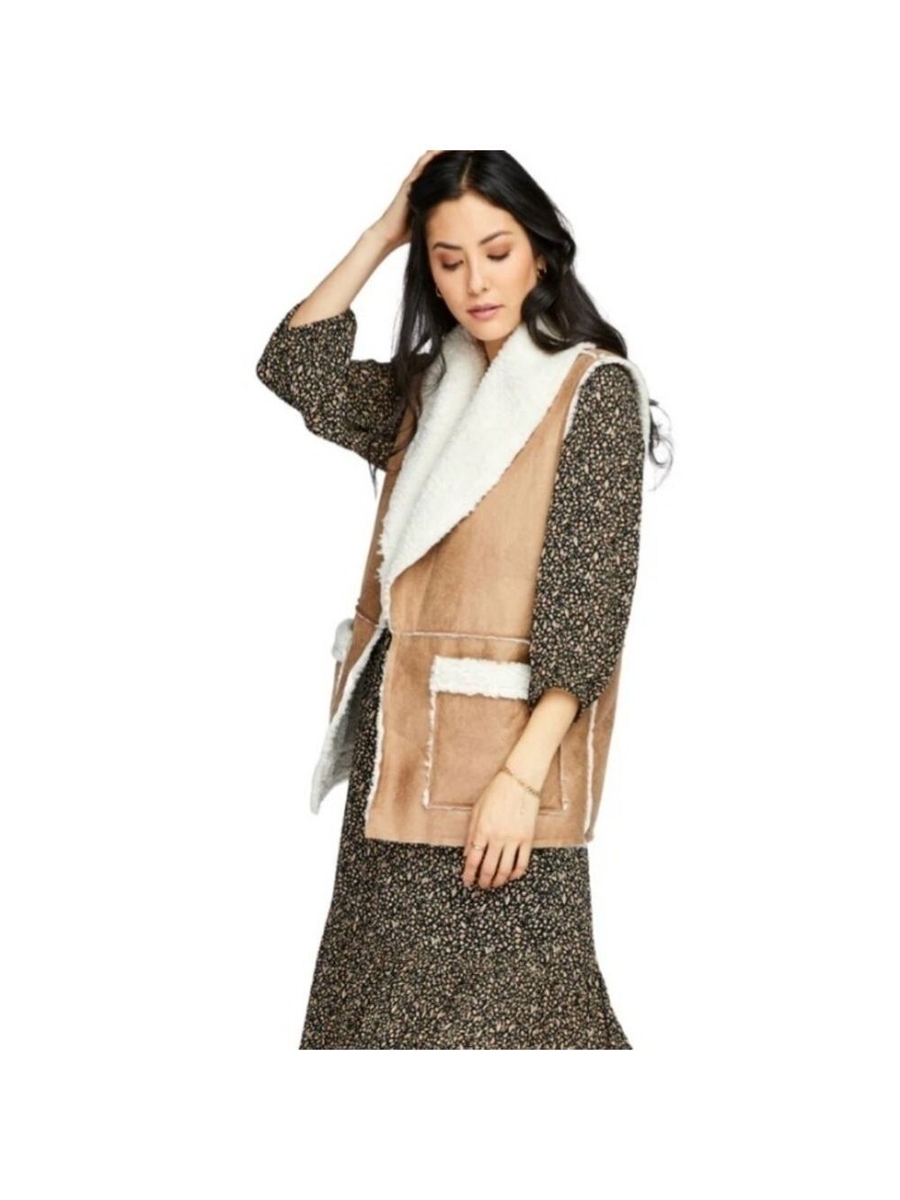 NWOT Gentle Fawn Eden Sherpa Lined Faux Suede Vest